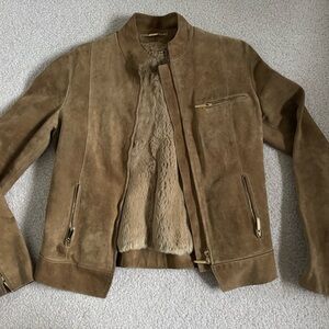 Gucci Brown Suede Jacket with detachable rabbit Fur Lining